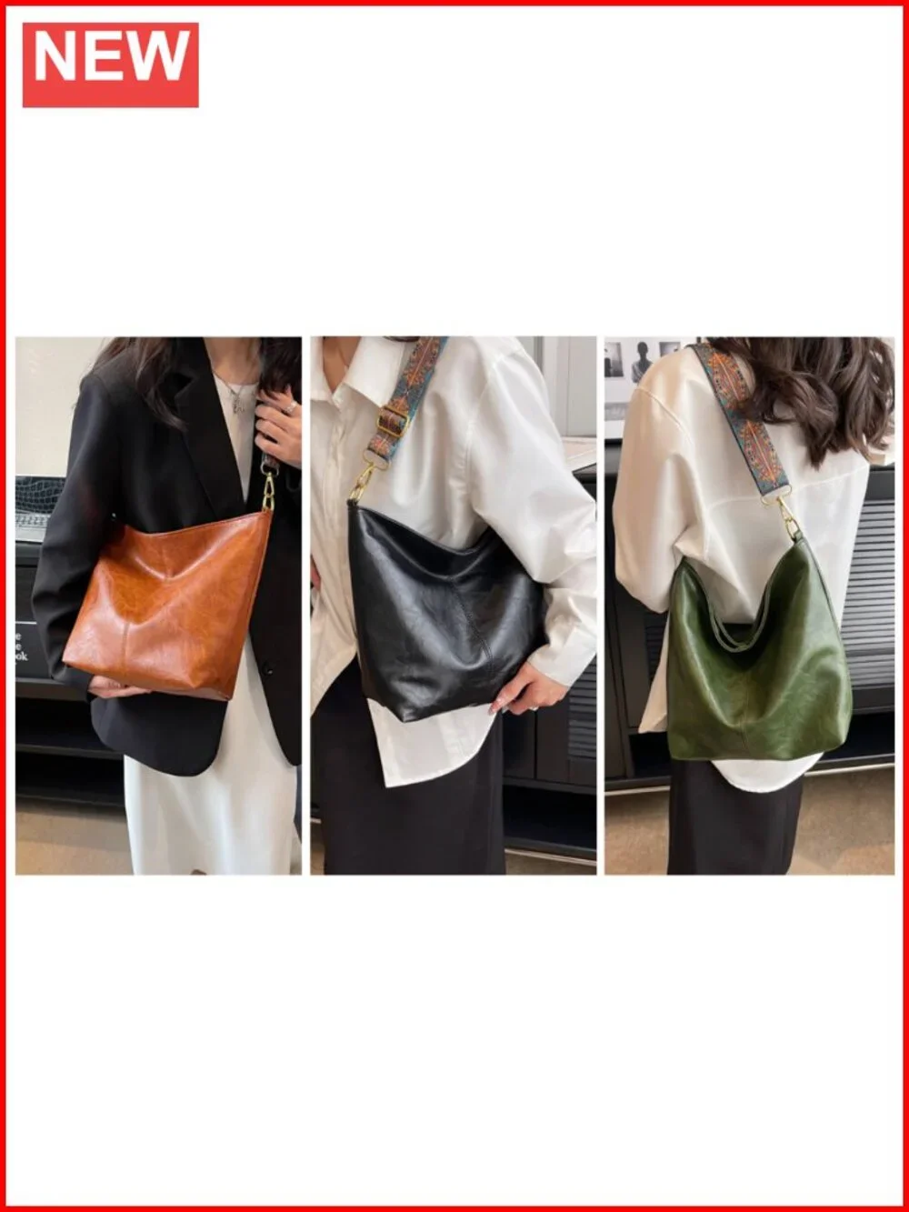 Vegan Leather Crossbody Bag Hobo Shoulder Purse with Zipper Handbags for Women